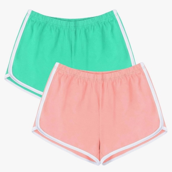 Malibu Barbie mint green peachy pink high waisted sport shorts bay watch hooters